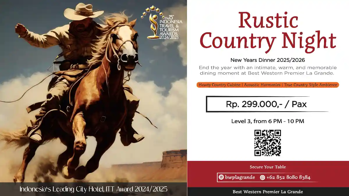 Nikmati Liburan Akhir Tahun 2025 dalam Kehangatan 'Rustic Country Night' di Hotel Best Western Premier La Grande Bandung