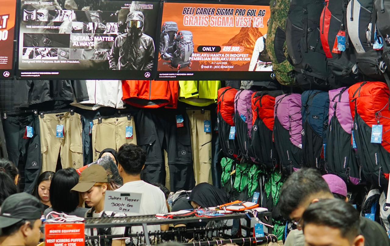 Monte Equipment, brand perlengkapan outdoor asal Bandung, tampil di IndoFest 2026 dengan produk unggulan Carrier Sigma 60L Anti Gravity dan berbagai perlengkapan alam bebas lainnya.