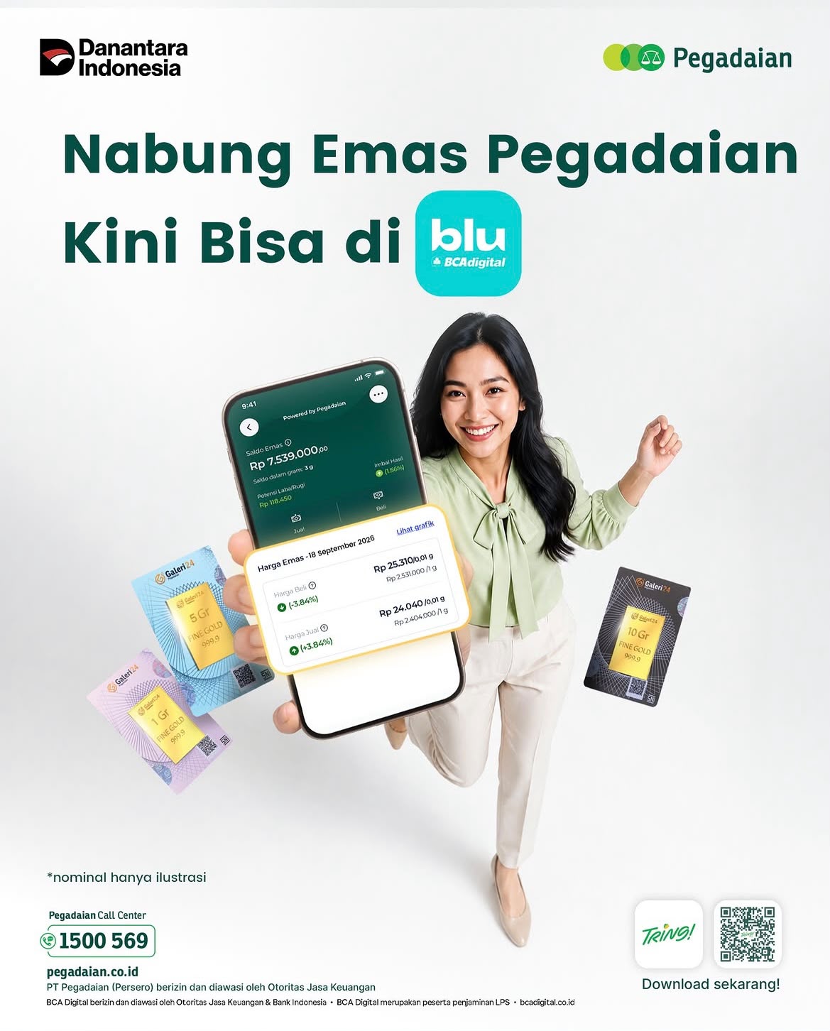 Pegadaian dan BCA Perluas Sinergi Hadirkan Fitur Investasi Emas di Aplikasi blu by BCA Digital