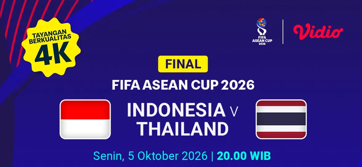 Link live streaming Indonesia vs Thailand final FIFA ASEAN Cup 2026, Senin 5 Oktober 2026 pukul 20.00 WIB. Cek prediksi susunan pemain.