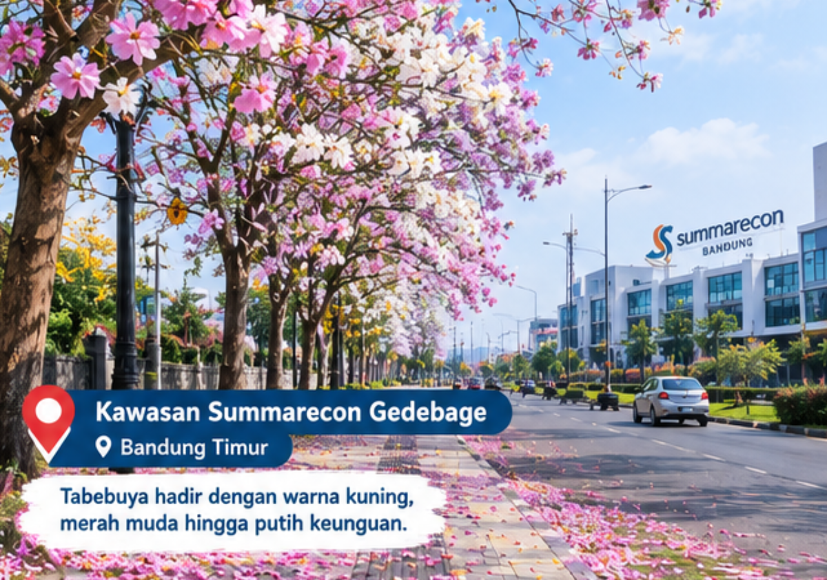 Bunga tabebuya di Bandung mulai menghiasi sejumlah ruas jalan. Simak spot yang bisa didatangi untuk menikmati suasana kota yang lebih cantik.